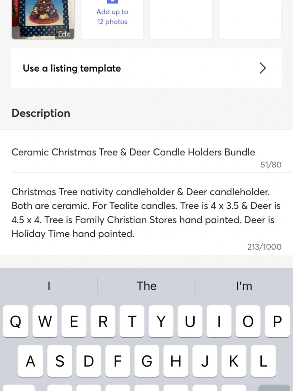 Two Ceramic Christmas Tea Lite Candleholders Deer Tree Nativity